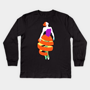 Orange peel ballerina dance Kids Long Sleeve T-Shirt